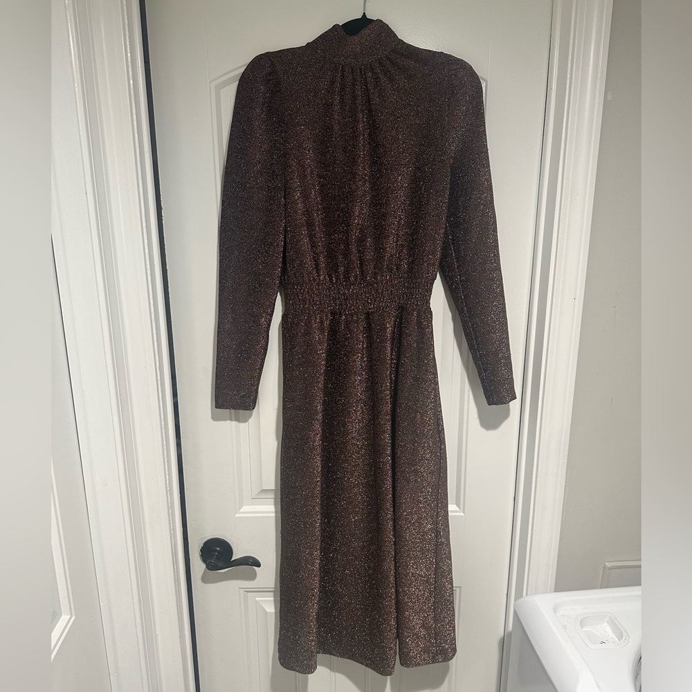 Chic Long Sleeve Metallic Dress